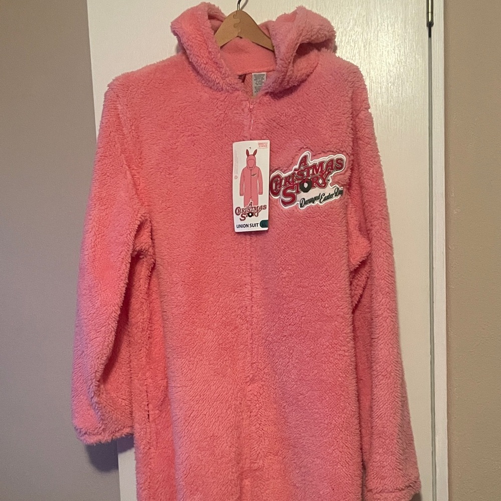 Pink Fleece Hooded Onesie from A Christmas Story the movie.